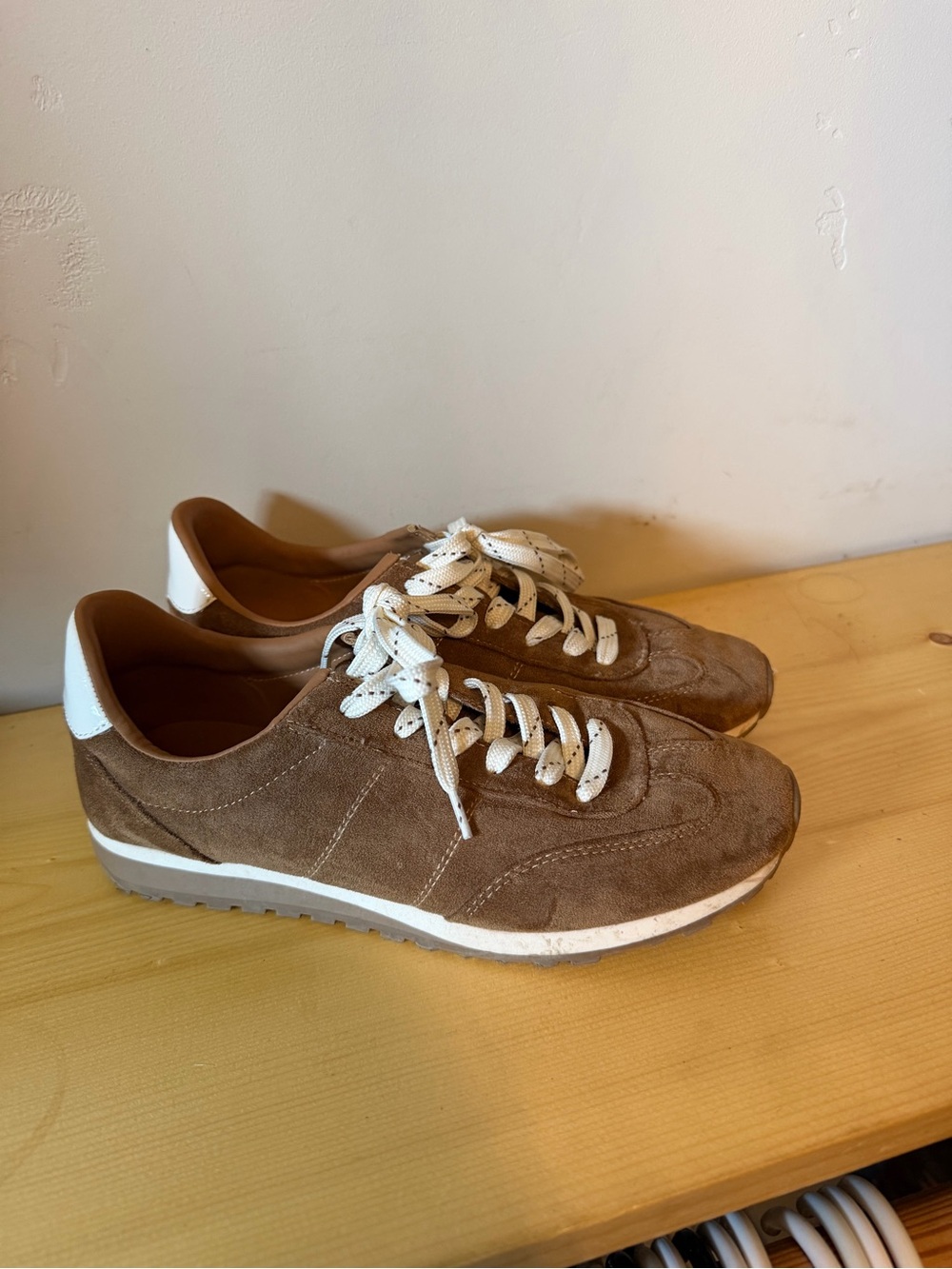 Madden Girl Brown Suede Casual Sneakers - White Accents
